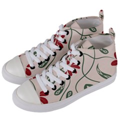  Folk Flowers Floral Art Print Flowers Abstract Art  Women s Mid-top Canvas Sneakers by Eskimos