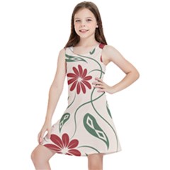  Folk Flowers Floral Art Print Flowers Abstract Art  Kids  Lightweight Sleeveless Dress by Eskimos