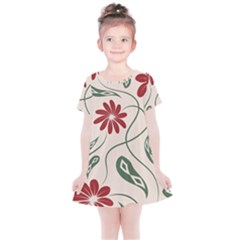  Folk Flowers Floral Art Print Flowers Abstract Art  Kids  Simple Cotton Dress by Eskimos