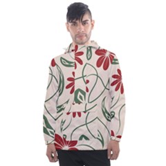  Folk Flowers Floral Art Print Flowers Abstract Art  Men s Front Pocket Pullover Windbreaker by Eskimos