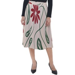  Folk Flowers Floral Art Print Flowers Abstract Art  Classic Velour Midi Skirt  by Eskimos