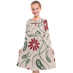  Folk Flowers Floral Art Print Flowers Abstract Art  Kids  Midi Sailor Dress by Eskimos