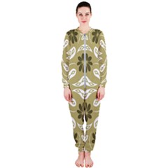 Folk Flowers Print Floral Pattern Ethnic Art Onepiece Jumpsuit (ladies) by Eskimos