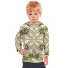 Folk Flowers Print Floral Pattern Ethnic Art Kids  Hooded Pullover by Eskimos