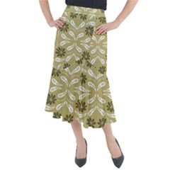 Folk Flowers Print Floral Pattern Ethnic Art Midi Mermaid Skirt by Eskimos