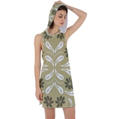 Folk Flowers Print Floral Pattern Ethnic Art Racer Back Hoodie Dress by Eskimos