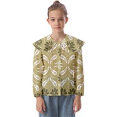 Folk Flowers Print Floral Pattern Ethnic Art Kids  Peter Pan Collar Blouse