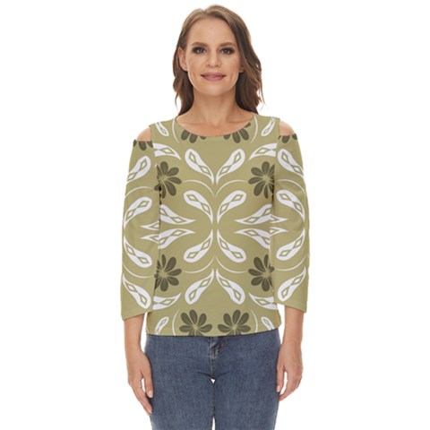 Folk Flowers Print Floral Pattern Ethnic Art Cut Out Wide Sleeve Top by Eskimos