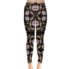 Folk Flowers Print Floral Pattern Ethnic Art Leggings  by Eskimos