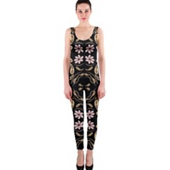 Folk Flowers Print Floral Pattern Ethnic Art One Piece Catsuit by Eskimos