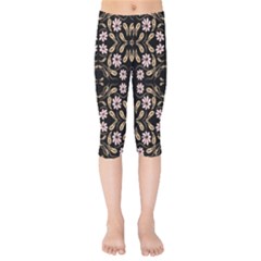 Folk Flowers Print Floral Pattern Ethnic Art Kids  Capri Leggings  by Eskimos