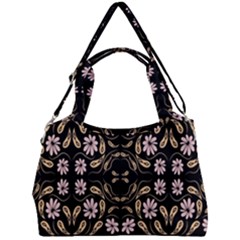 Folk Flowers Print Floral Pattern Ethnic Art Double Compartment Shoulder Bag by Eskimos