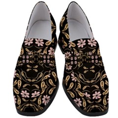 Folk Flowers Print Floral Pattern Ethnic Art Women s Chunky Heel Loafers by Eskimos