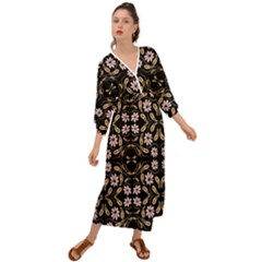 Folk Flowers Print Floral Pattern Ethnic Art Grecian Style  Maxi Dress