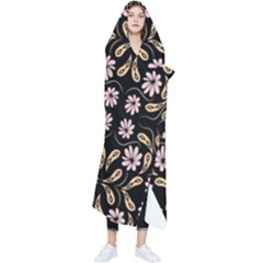 Folk Flowers Print Floral Pattern Ethnic Art Wearable Blanket by Eskimos