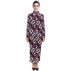 Linear Geometric Modern Pattern Turtleneck Maxi Dress