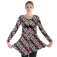 Linear Geometric Modern Pattern Long Sleeve Tunic 