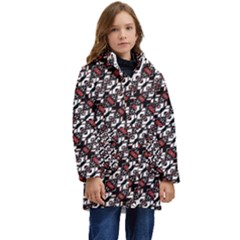 Linear Geometric Modern Pattern Kid s Hooded Longline Puffer Jacket