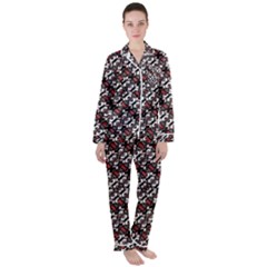 Linear Geometric Modern Pattern Satin Long Sleeve Pajamas Set