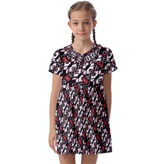 Linear Geometric Modern Pattern Kids  Asymmetric Collar Dress by dflcprintsclothing