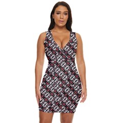 Linear Geometric Modern Pattern Draped Bodycon Dress