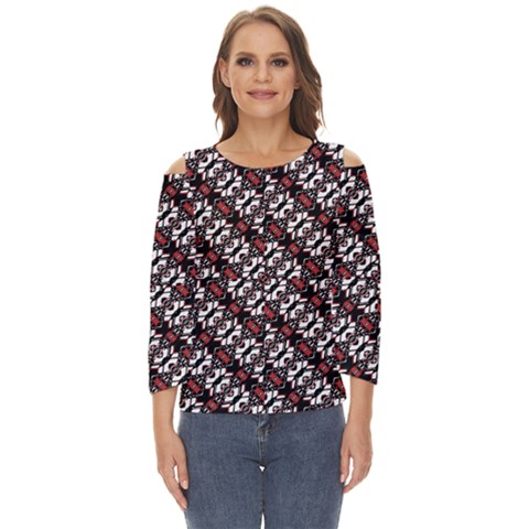 Linear Geometric Modern Pattern Cut Out Wide Sleeve Top by dflcprintsclothing