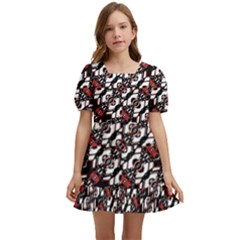 Linear Geometric Modern Pattern Kids  Short Sleeve Dolly Dress by dflcprintsclothing