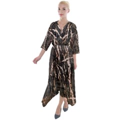 Abstract Light Games 4 Quarter Sleeve Wrap Front Maxi Dress by DimitriosArt