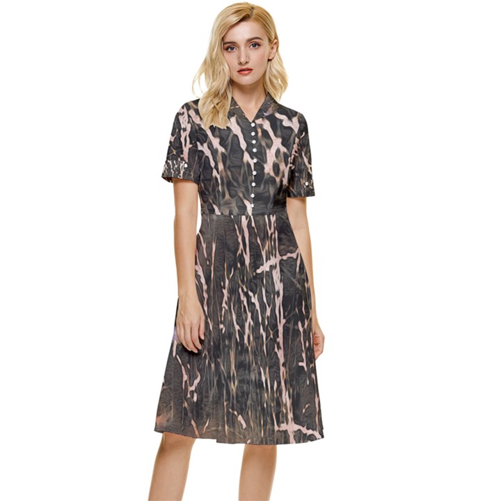 Abstract light games 4 Button Top Knee Length Dress