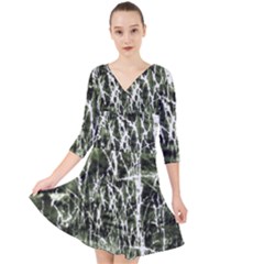 Abstract Light Games 6 Quarter Sleeve Front Wrap Dress by DimitriosArt