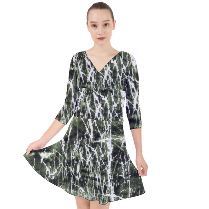 Abstract light games 6 Quarter Sleeve Front Wrap Dress