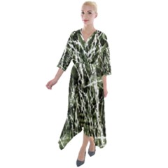 Abstract Light Games 6 Quarter Sleeve Wrap Front Maxi Dress