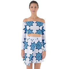 Abstract Pattern Geometric Backgrounds   Off Shoulder Top With Skirt Set by Eskimos