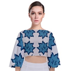 Abstract Pattern Geometric Backgrounds   Tie Back Butterfly Sleeve Chiffon Top by Eskimos