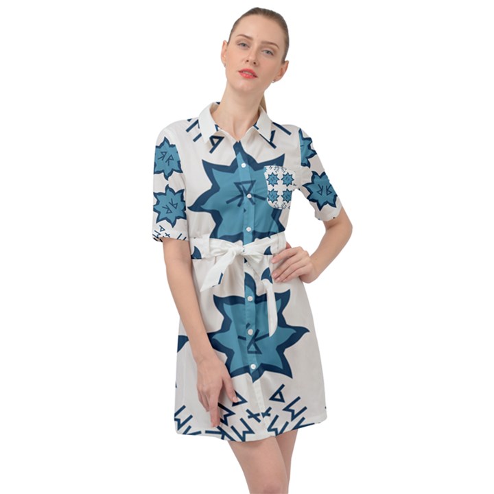 Abstract pattern geometric backgrounds   Belted Shirt Dress