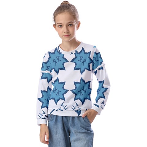 Abstract Pattern Geometric Backgrounds   Kids  Long Sleeve Tee With Frill  by Eskimos