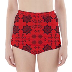 Abstract Pattern Geometric Backgrounds   High-waisted Bikini Bottoms by Eskimos