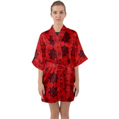 Abstract Pattern Geometric Backgrounds   Half Sleeve Satin Kimono  by Eskimos