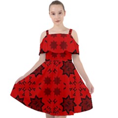 Abstract Pattern Geometric Backgrounds   Cut Out Shoulders Chiffon Dress by Eskimos