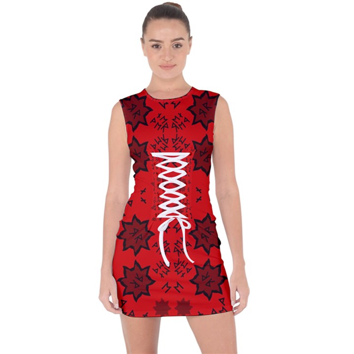 Abstract pattern geometric backgrounds   Lace Up Front Bodycon Dress