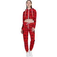 Abstract Pattern Geometric Backgrounds   Cropped Zip Up Lounge Set by Eskimos