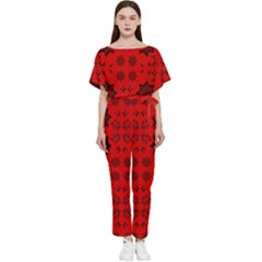 Abstract Pattern Geometric Backgrounds   Batwing Lightweight Chiffon Jumpsuit by Eskimos