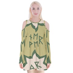 Abstract Pattern Geometric Backgrounds   Velvet Long Sleeve Shoulder Cutout Dress by Eskimos