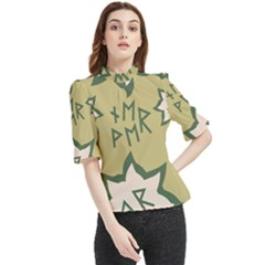 Abstract Pattern Geometric Backgrounds   Frill Neck Blouse