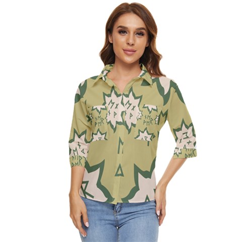 Abstract Pattern Geometric Backgrounds   Women s Quarter Sleeve Pocket Shirt by Eskimos