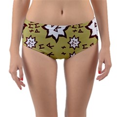 Abstract Pattern Geometric Backgrounds   Reversible Mid-waist Bikini Bottoms by Eskimos