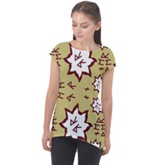 Abstract Pattern Geometric Backgrounds   Cap Sleeve High Low Top by Eskimos