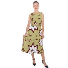 Abstract Pattern Geometric Backgrounds   Midi Tie-back Chiffon Dress by Eskimos