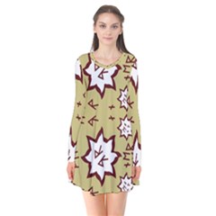 Abstract Pattern Geometric Backgrounds   Long Sleeve V-neck Flare Dress by Eskimos