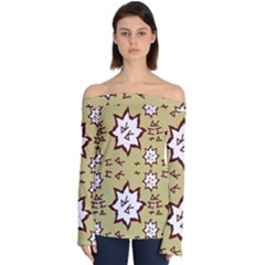 Abstract Pattern Geometric Backgrounds   Off Shoulder Long Sleeve Top by Eskimos